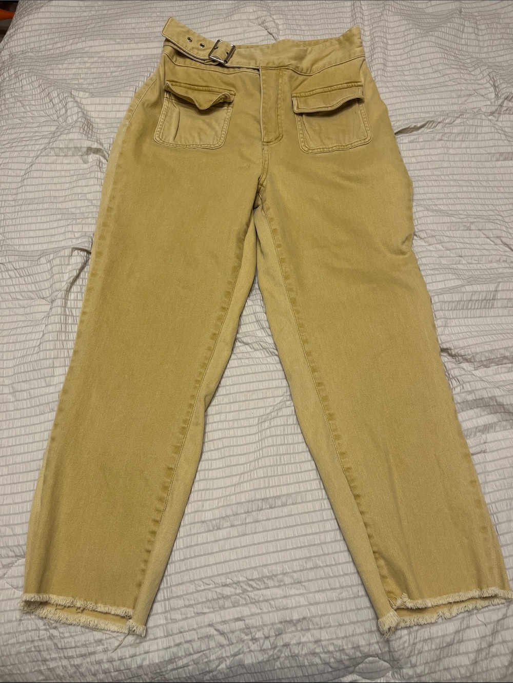 J.O.A. Belted High-Waist Cargo Pants in Olive